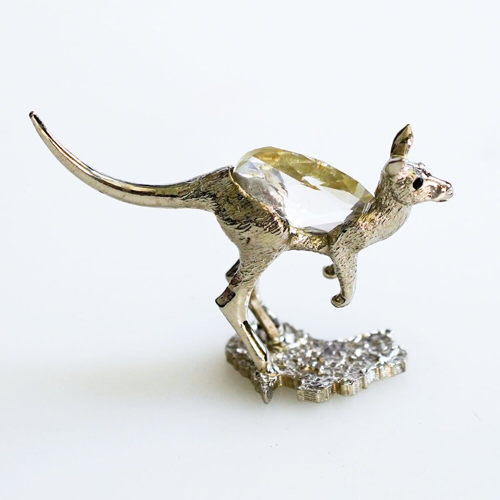 Vintage, Rare Find Pewter/Crystal Kangaroo